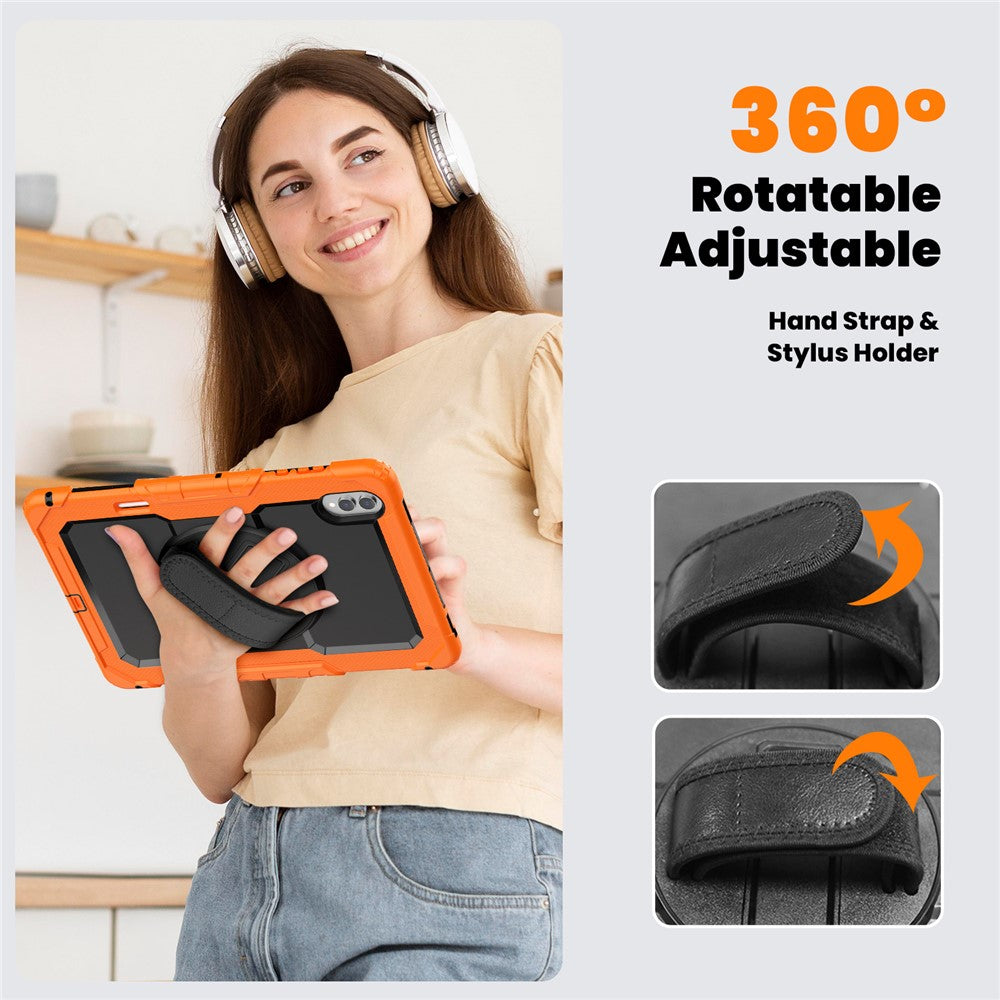 For Samsung Galaxy Tab S11 Ultra Case Hand Strap Kickstand PC + Silicone Tablet Cover with PET Film and Shoulder Strap