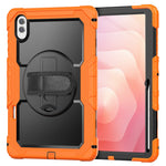 For Samsung Galaxy Tab S11 Ultra Case Hand Strap Kickstand PC + Silicone Tablet Cover with PET Film and Shoulder Strap