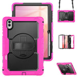 For Samsung Galaxy Tab S11 Ultra Case Hand Strap Kickstand PC + Silicone Tablet Cover with PET Film and Shoulder Strap