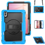 For Samsung Galaxy Tab S11 Ultra Case Hand Strap Kickstand PC + Silicone Tablet Cover with PET Film and Shoulder Strap