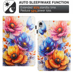 Litchi Grain Painting Leather Case for Samsung Galaxy Tab S11 T730 Card Slot Tablet Cover with Auto Wake  /  Sleep