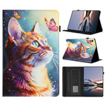 Litchi Grain Painting Leather Case for Samsung Galaxy Tab S11 T730 Card Slot Tablet Cover with Auto Wake  /  Sleep