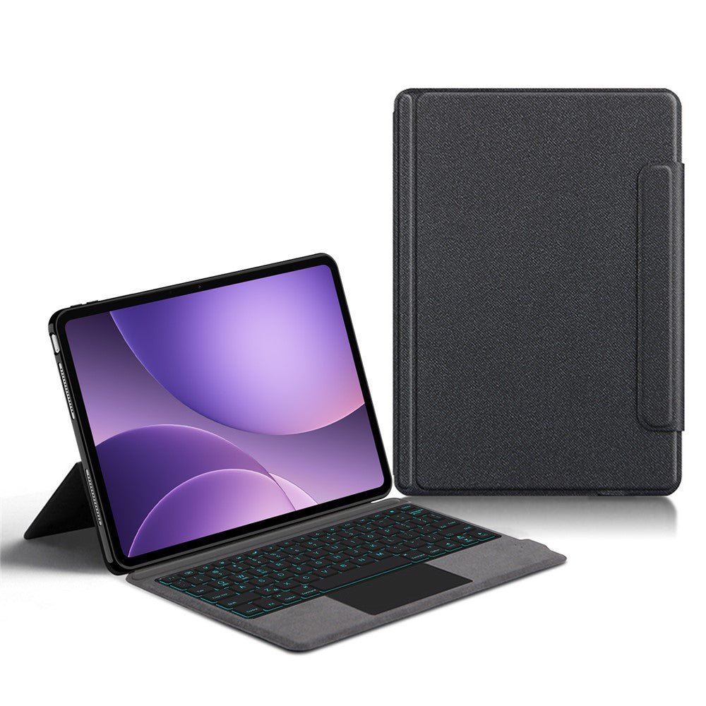 For Oppo Pad 5 Leather Case + Touchpad Bluetooth-Compatible Keyboard (without Backlit)