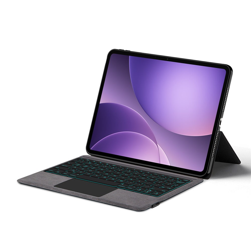 For Oppo Pad 5 Leather Case + Touchpad Bluetooth-Compatible Keyboard (without Backlit)