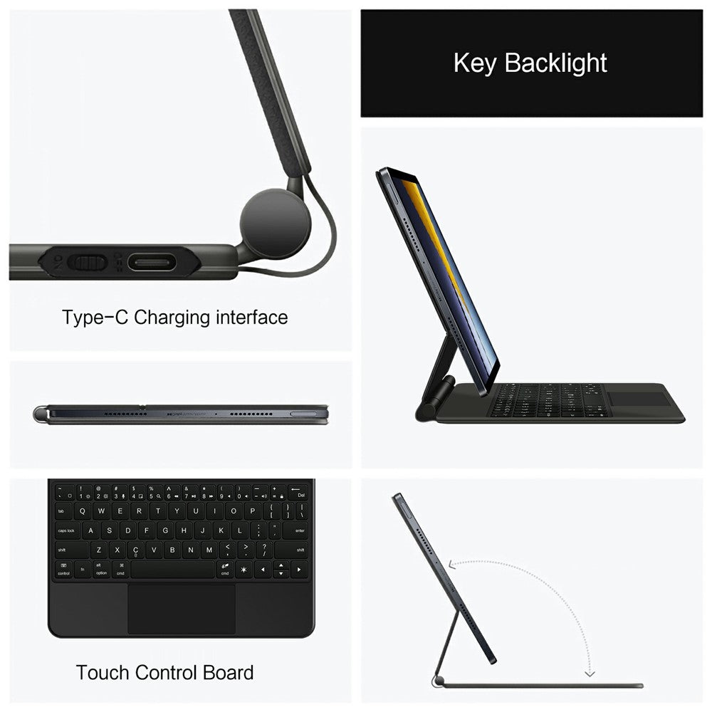 For Xiaomi Poco Pad X1 / Pad 8 Pro / Pad 8 / Pad 7 Pro / Pad 7 Magnetic Floating Bluetooth-compatible Keyboard + Leather Tablet Case