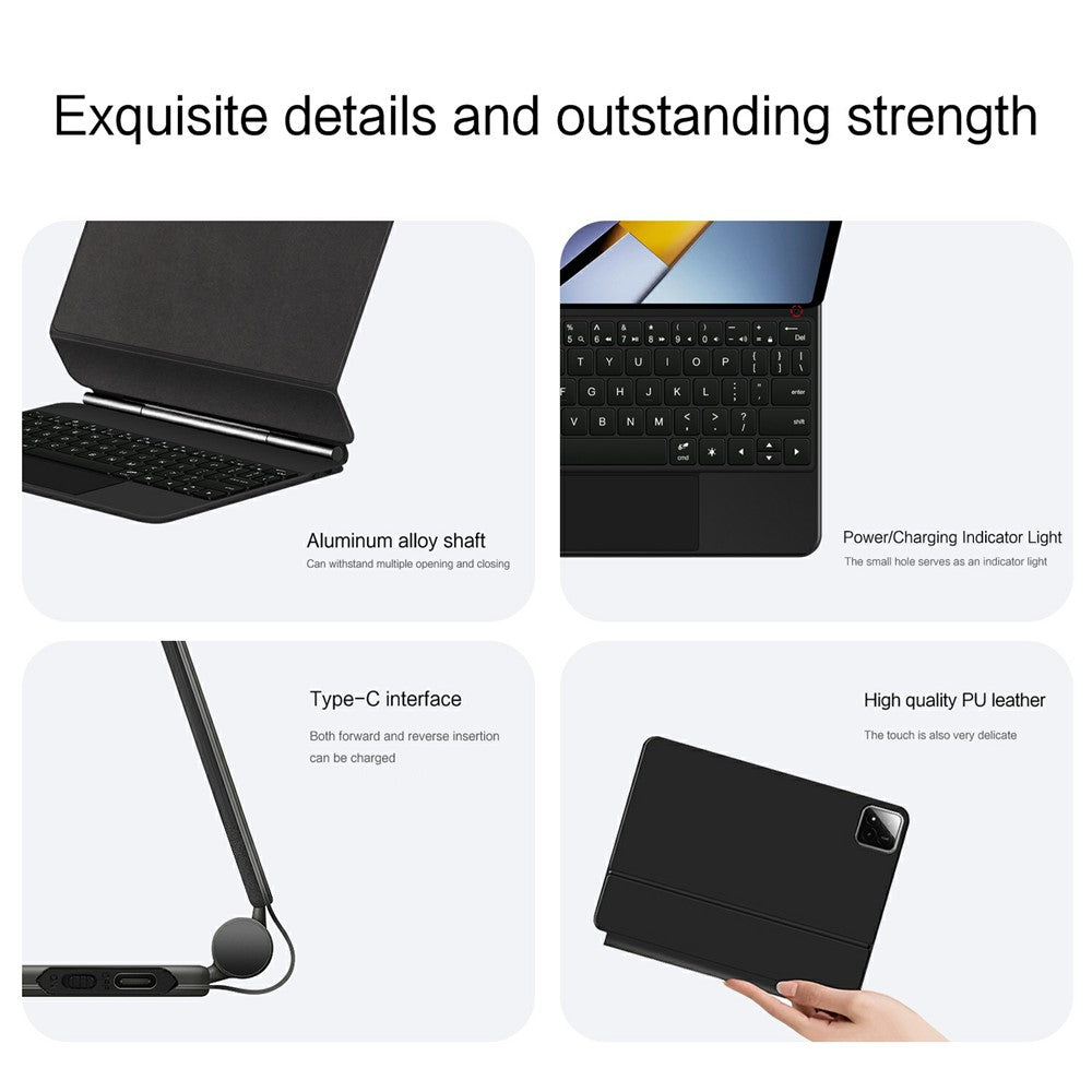 For Xiaomi Poco Pad X1 / Pad 8 Pro / Pad 8 / Pad 7 Pro / Pad 7 Magnetic Floating Bluetooth-compatible Keyboard + Leather Tablet Case