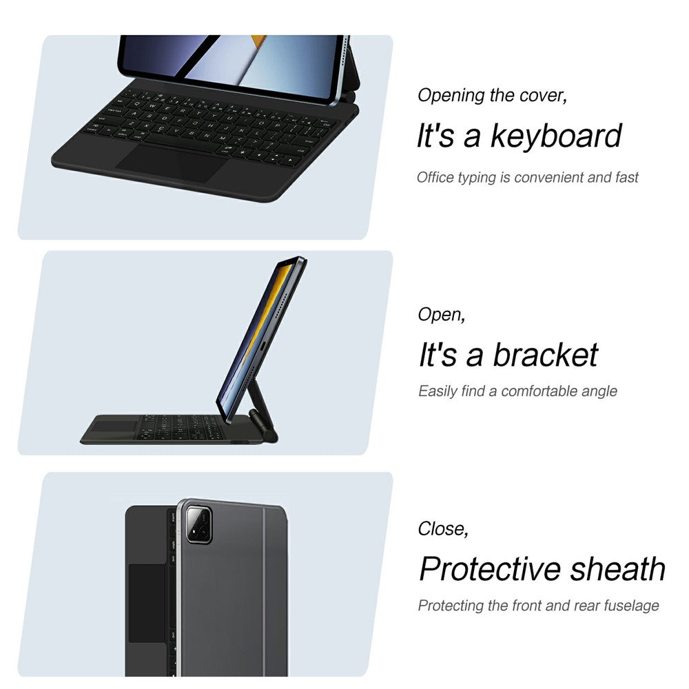 For Xiaomi Poco Pad X1 / Pad 8 Pro / Pad 8 / Pad 7 Pro / Pad 7 Magnetic Floating Bluetooth-compatible Keyboard + Leather Tablet Case