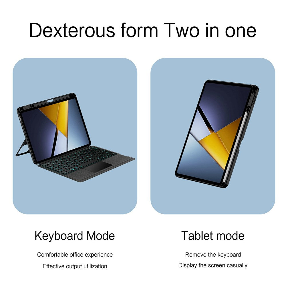 For Xiaomi Poco Pad X1 / Pad 8 Pro / Pad 8 / Pad 7 Pro / Pad 7 Leather Case + Bluetooth-Compatible Keyboard with Backlight Trackpad