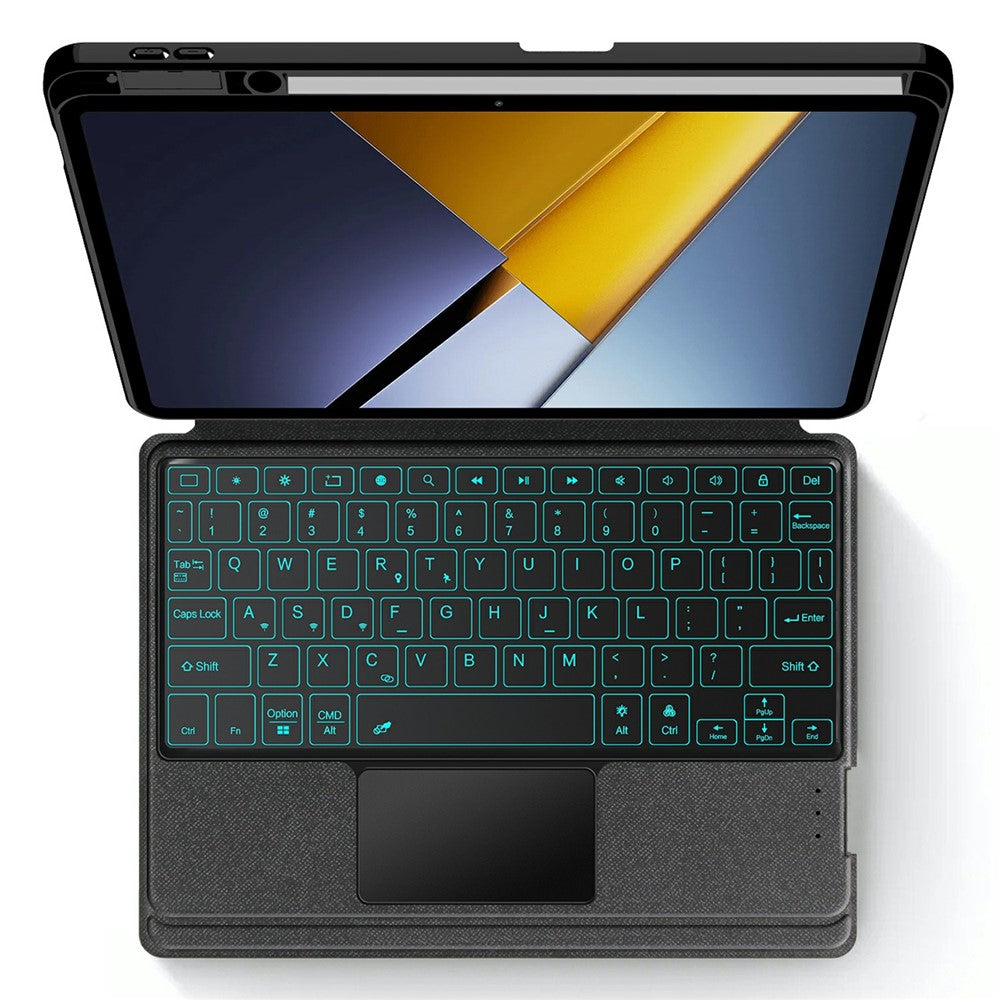 For Xiaomi Poco Pad X1 / Pad 8 Pro / Pad 8 / Pad 7 Pro / Pad 7 Leather Case + Bluetooth-Compatible Keyboard with Backlight Trackpad