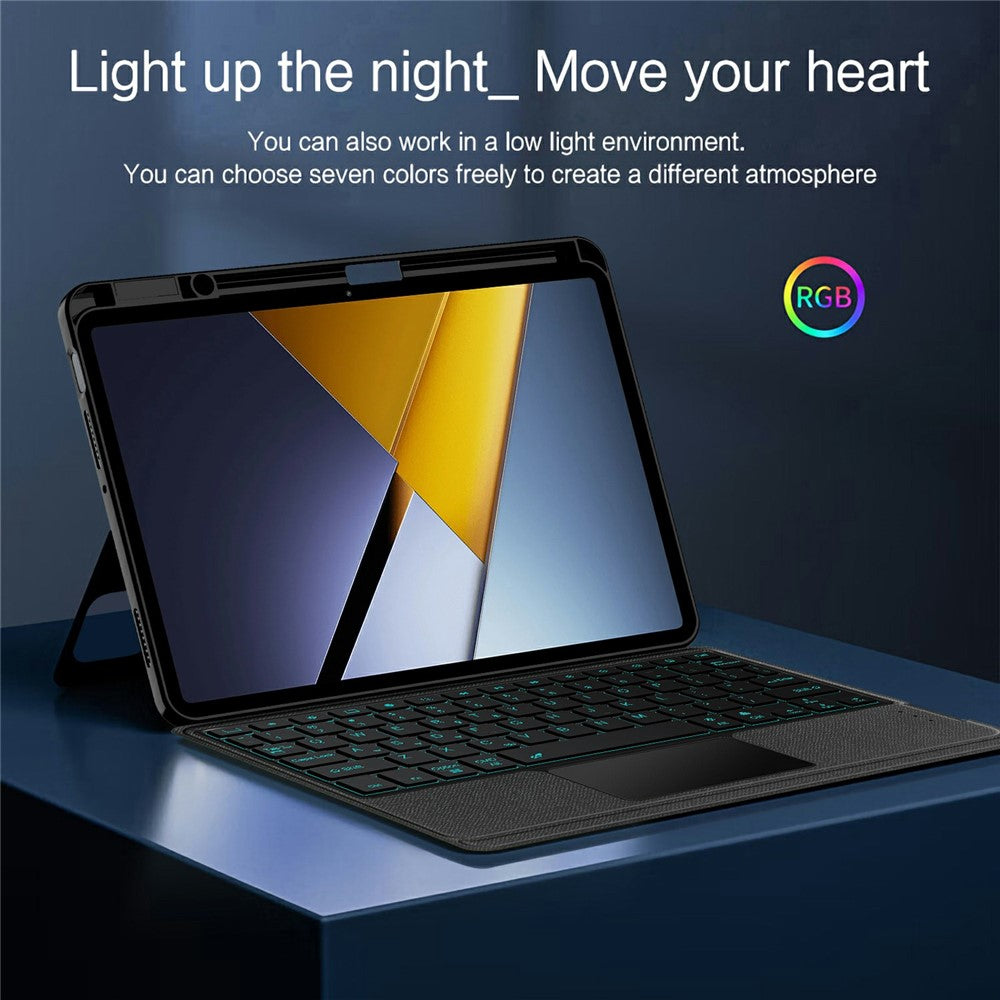 For Xiaomi Poco Pad X1 / Pad 8 Pro / Pad 8 / Pad 7 Pro / Pad 7 Leather Case + Bluetooth-Compatible Keyboard with Backlight Trackpad