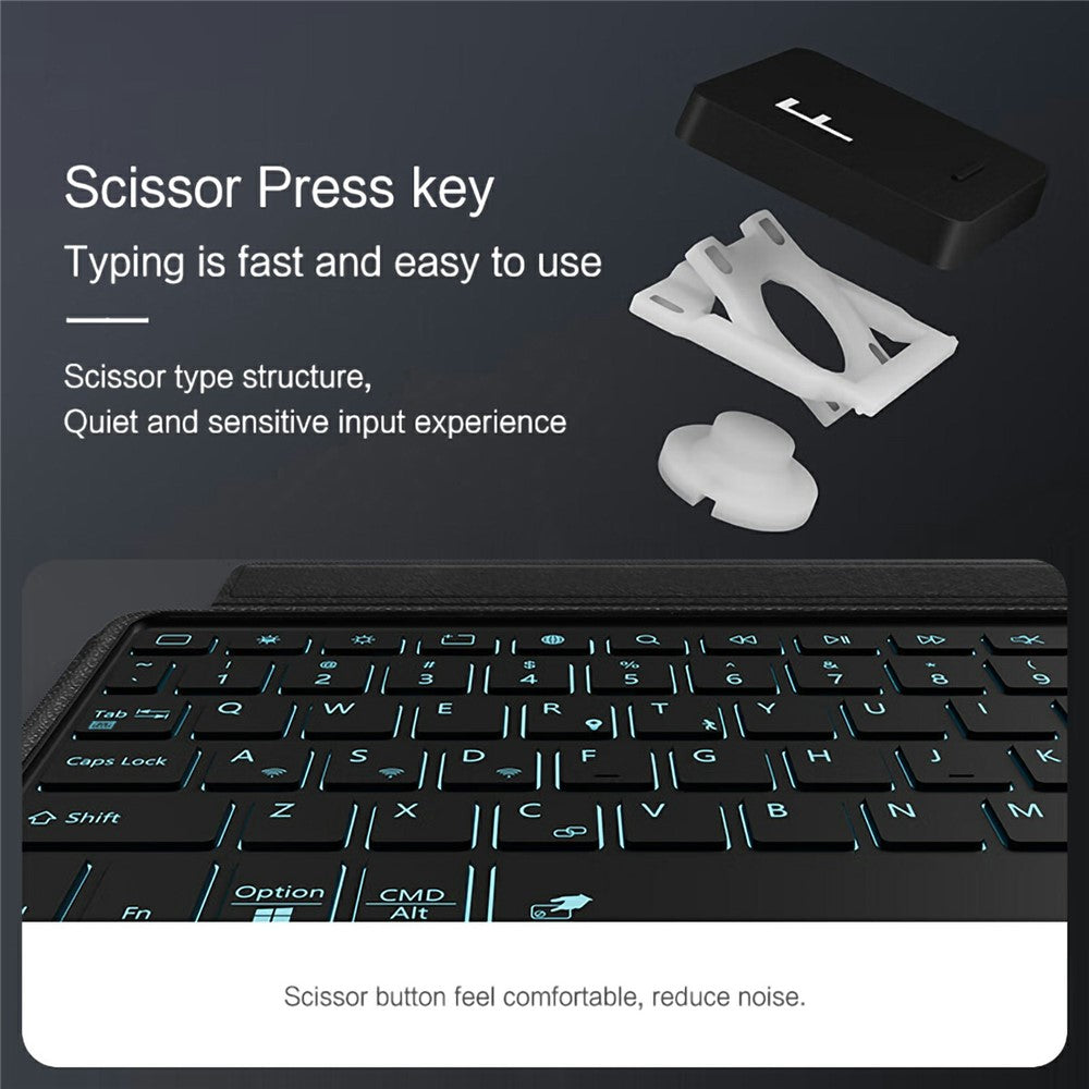 For Xiaomi Poco Pad X1 / Pad 8 Pro / Pad 8 / Pad 7 Pro / Pad 7 Leather Case + Bluetooth-Compatible Keyboard with Backlight Trackpad