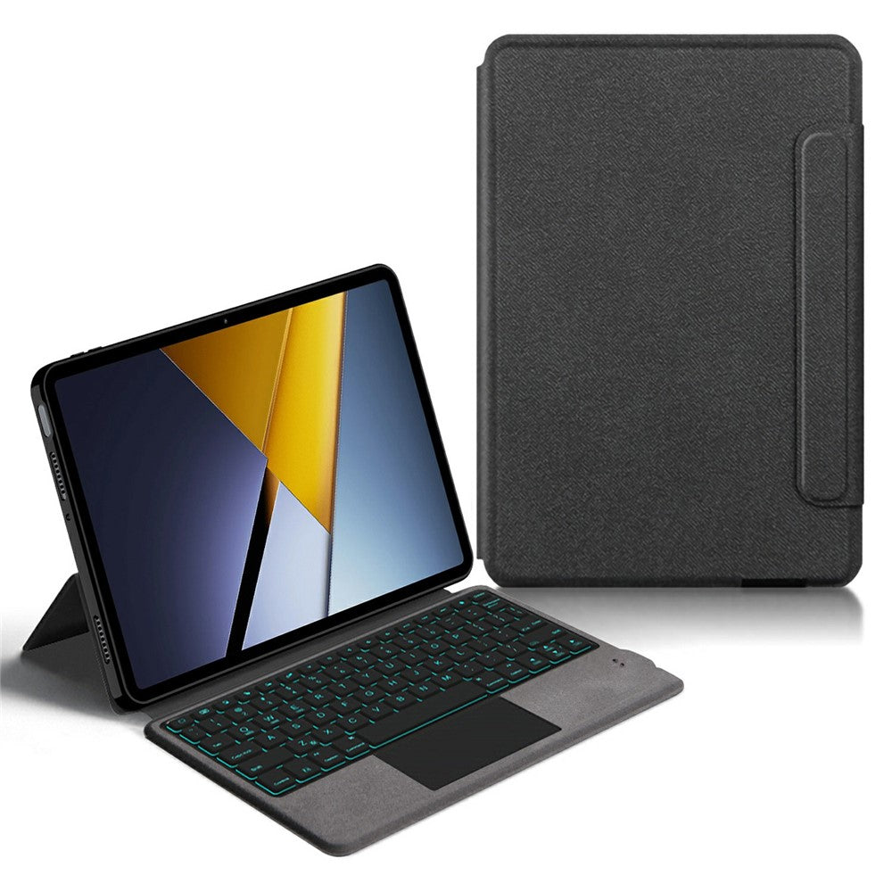 Xiaomi Poco Pad X1 / Pad 8 Pro / Pad 8 / Pad 7 Pro / Pad 7 Läderfodral + Pekplatta Bluetooth-kompatibelt tangentbord med bakgrundsbelysning