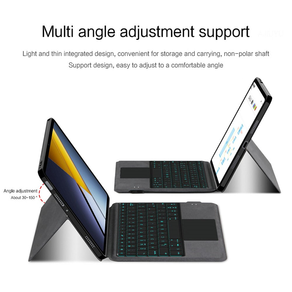 For Xiaomi Poco Pad X1 / Pad 8 Pro / Pad 8 / Pad 7 Pro / Pad 7 Leather Case + Touchpad Bluetooth-Compatible Keyboard with Backlit