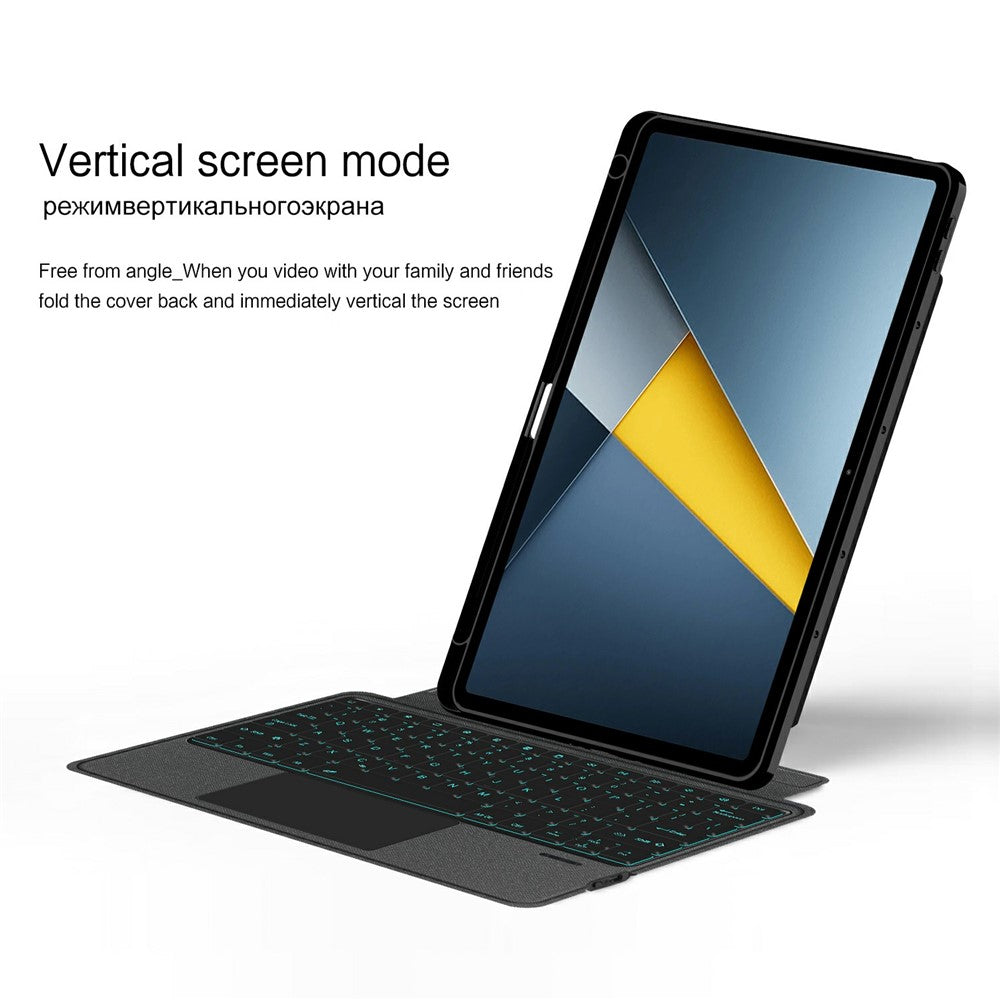 For Xiaomi Poco Pad M1 Leather Case + Bluetooth-Compatible Keyboard with Backlight Trackpad