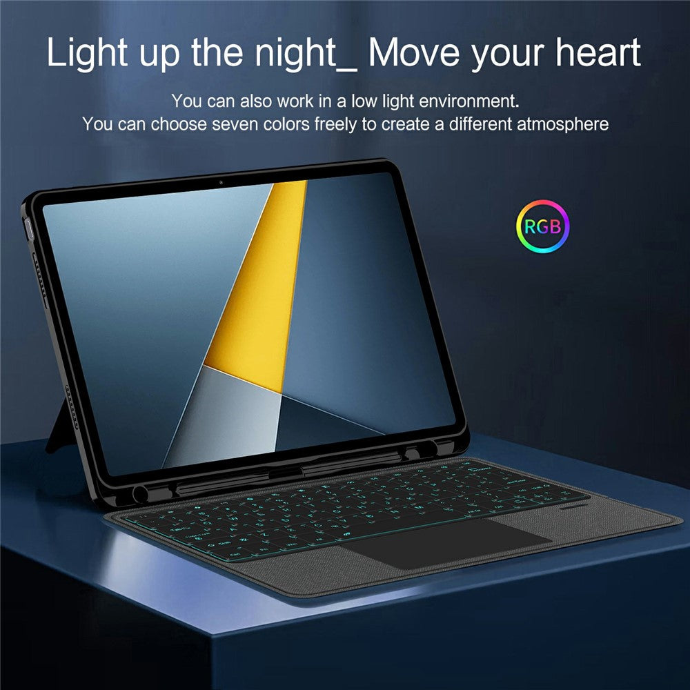 For Xiaomi Poco Pad M1 Leather Case + Bluetooth-Compatible Keyboard with Backlight Trackpad
