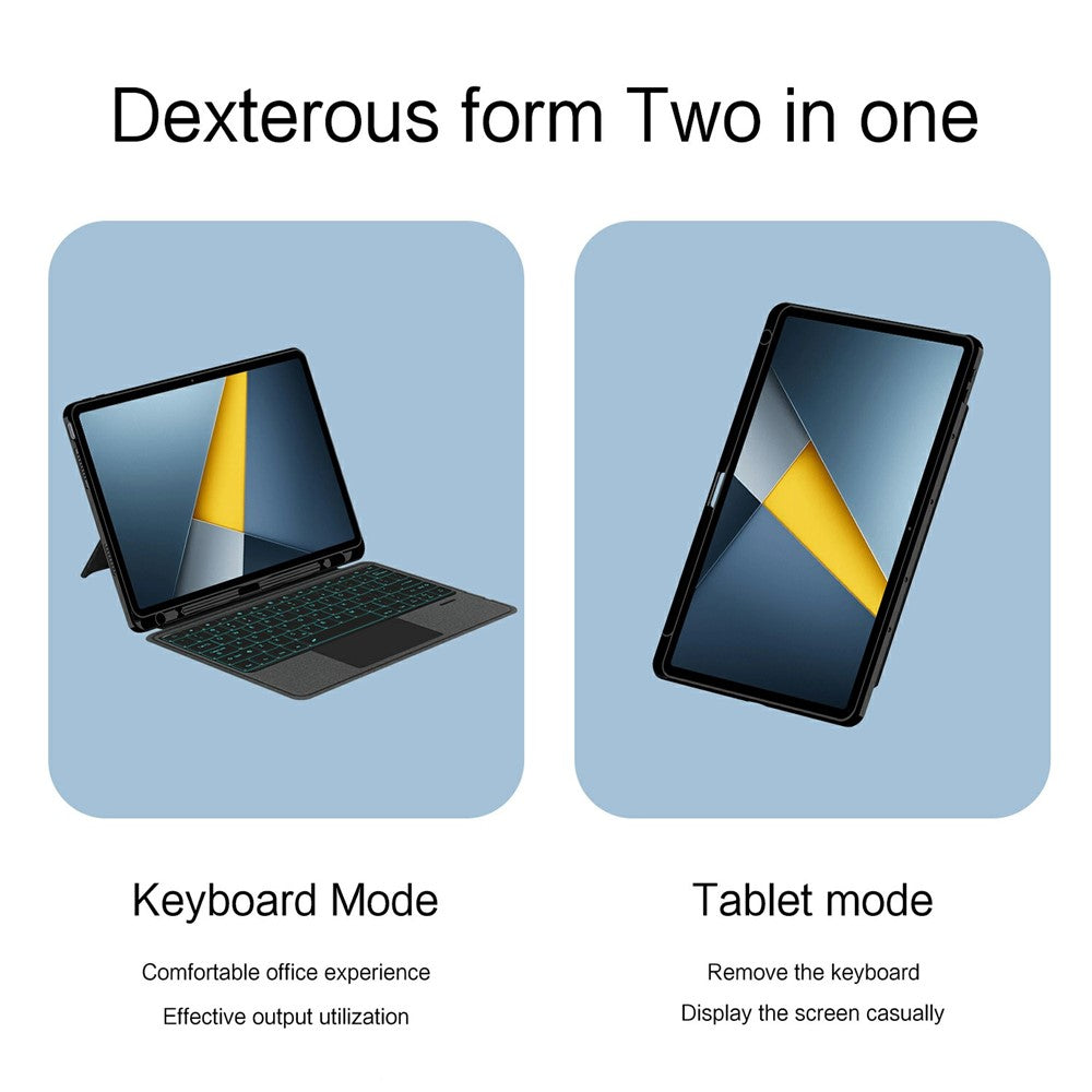 For Xiaomi Poco Pad M1 Leather Case + Bluetooth-Compatible Keyboard with Backlight Trackpad