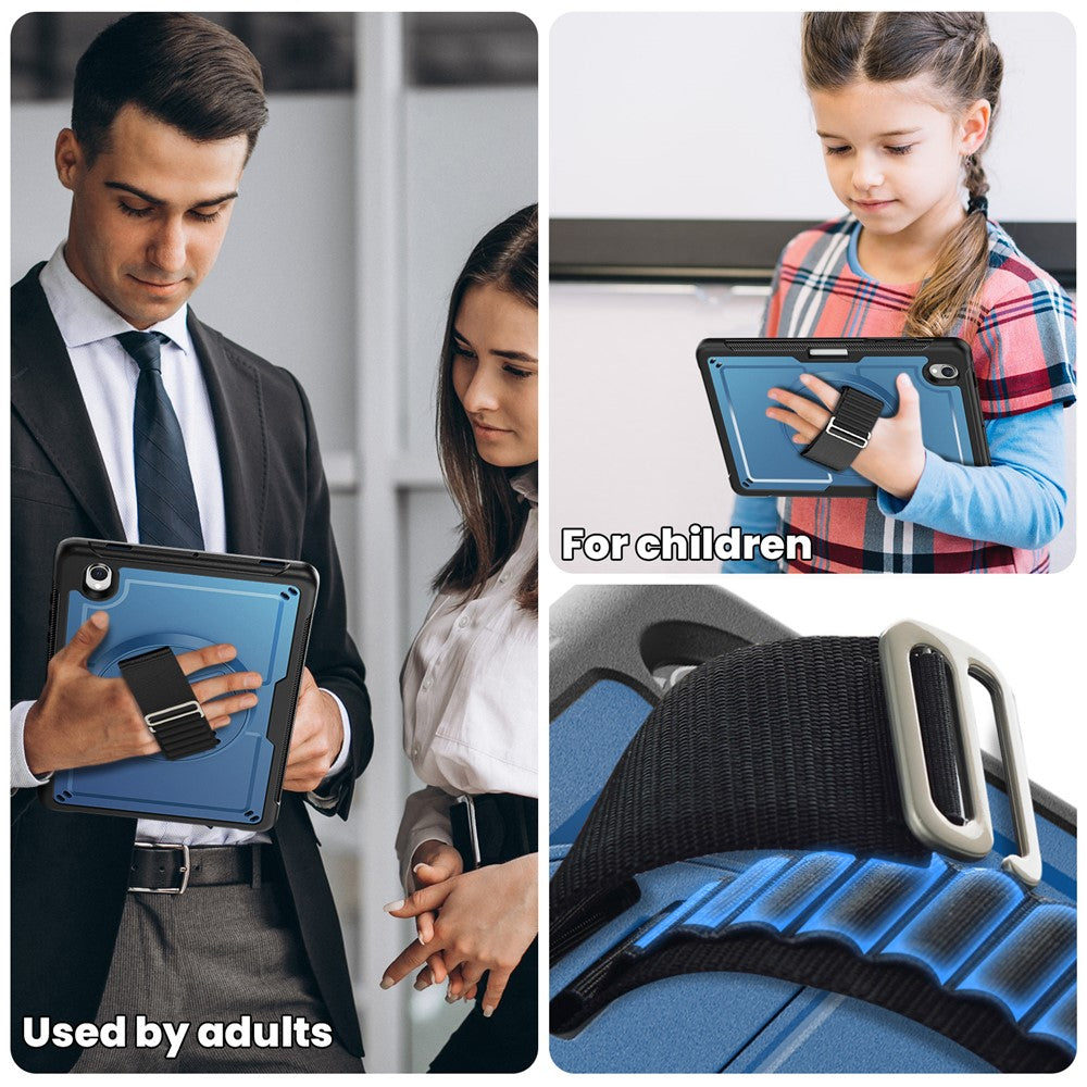 For Samsung Galaxy Tab S11 Case Hand Band Kickstand PC + TPU Tablet Cover with Shoulder Strap and Pencil Holder