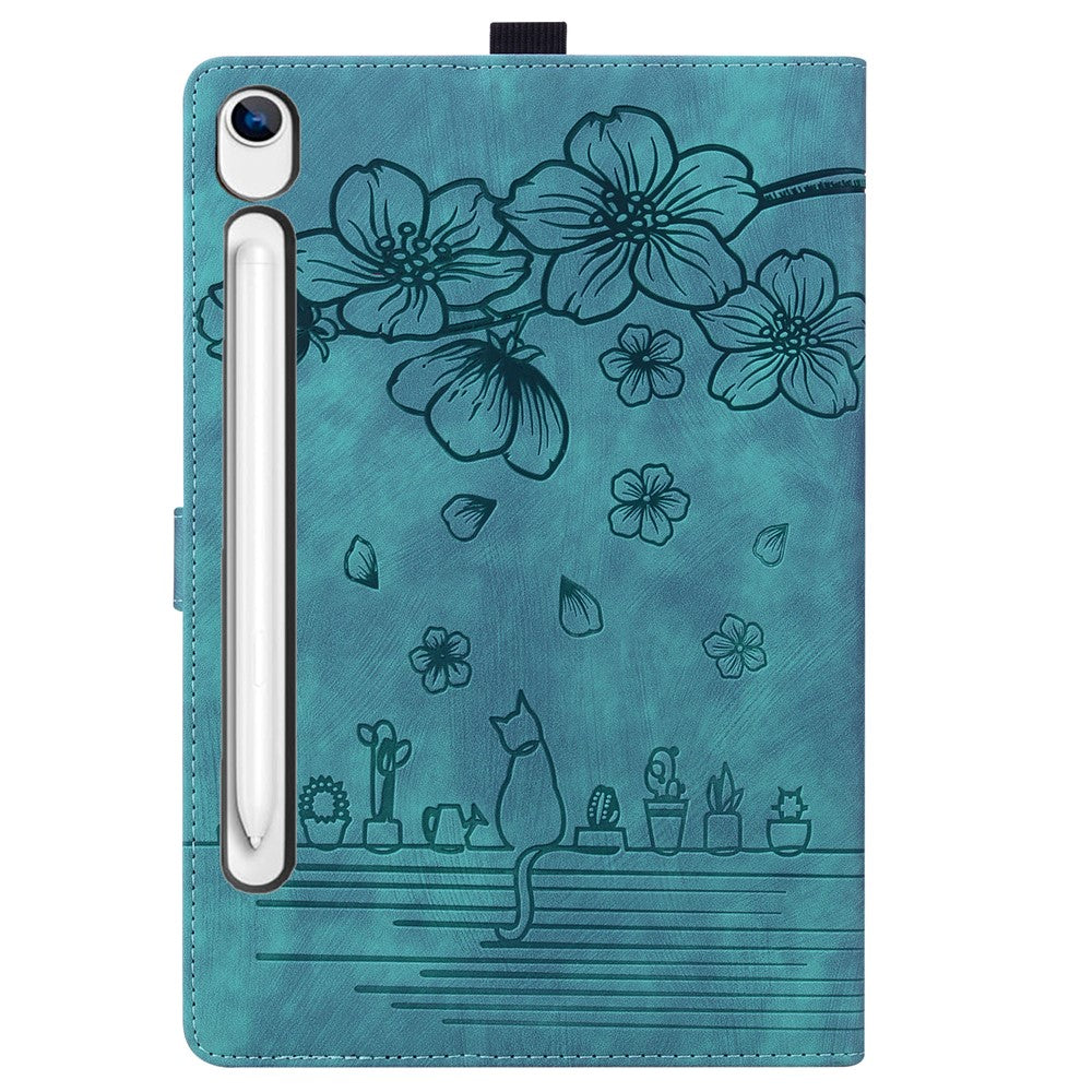 Tablet Case For Samsung Galaxy Tab S10 Lite / Tab S10 FE / Tab S9 FE Card Slots Leather Tablet Stand Folio Cover Flower Cat