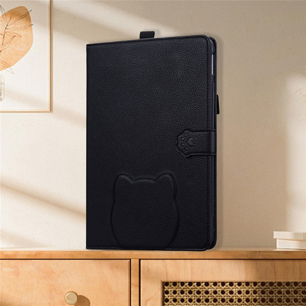 Tablet Case For Samsung Galaxy Tab S10 Lite / Tab S10 FE / Tab S9 FE Wallet Leather Stand Tablet Cover with Stylus Holder, 3D Effect Cat Pattern