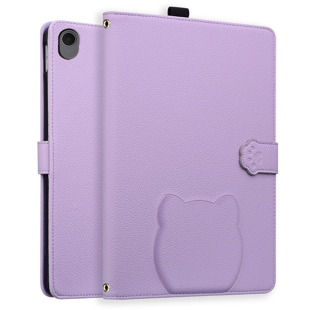 Tablet Case For Samsung Galaxy Tab S10 Lite / Tab S10 FE / Tab S9 FE Wallet Leather Stand Tablet Cover with Stylus Holder, 3D Effect Cat Pattern