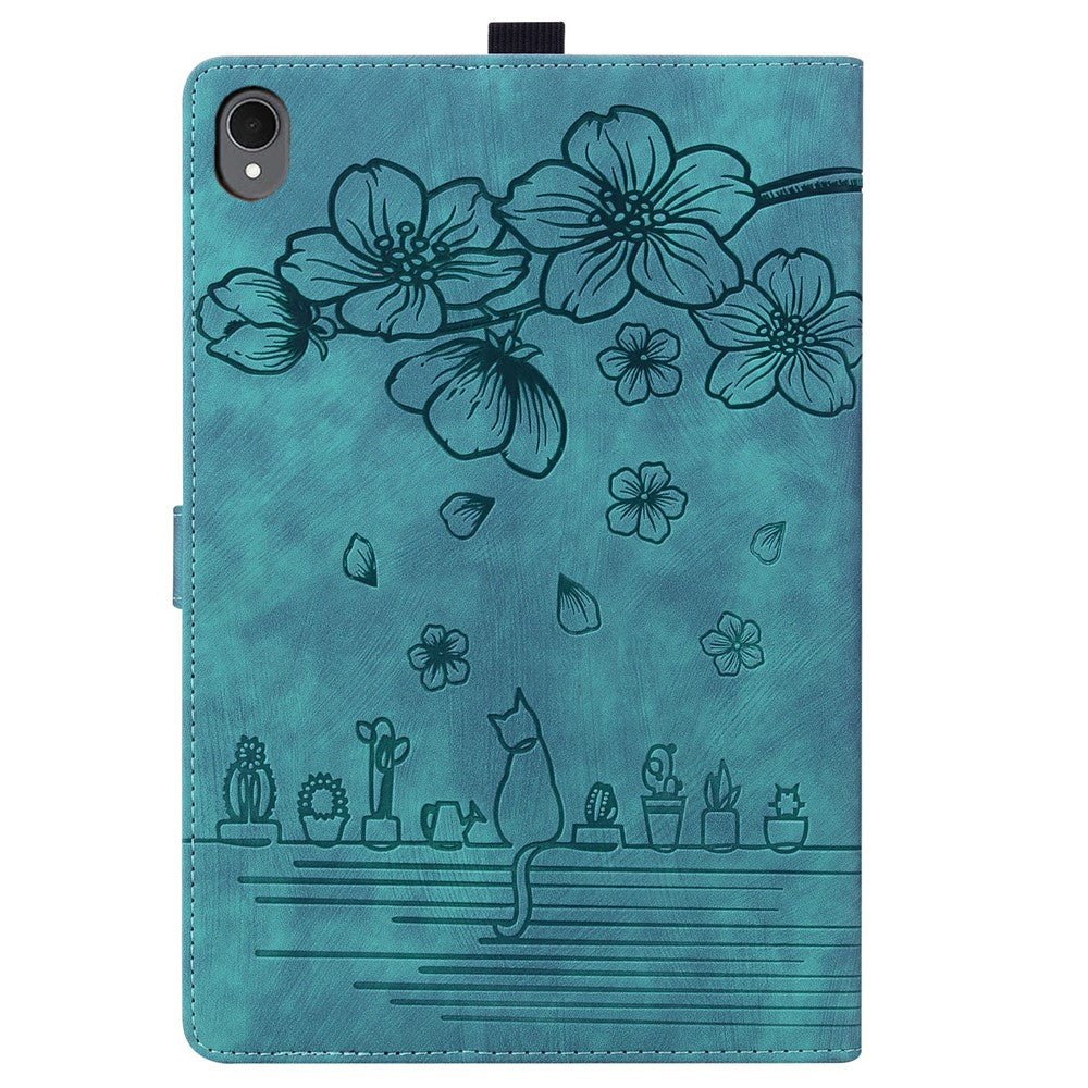 For Samsung Galaxy Tab S11 Case Card Slots Leather Tablet Stand Folio Cover Flower Cat