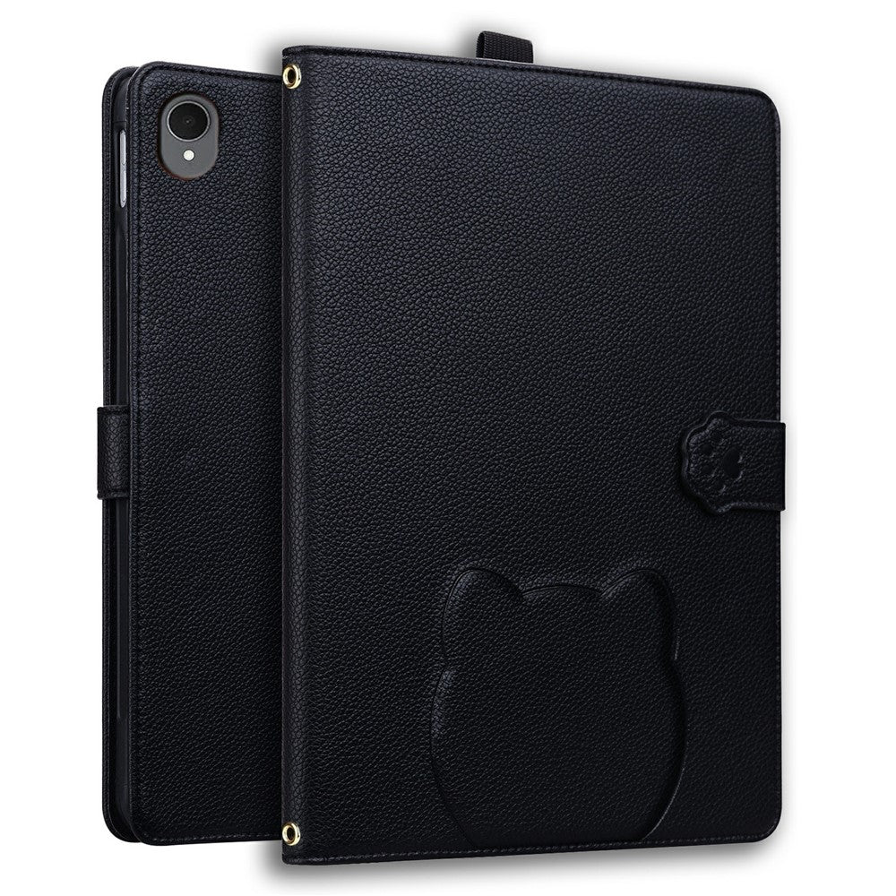 Til Samsung Galaxy Tab S11 Pungcover Læder Stand Tablet Cover med Stylus Holder, 3D Effekt Katte Mønster