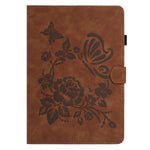Tabletcover til Samsung Galaxy Tab S10 Lite / S10 FE / S9 FE / S9 med kortholder, standfunktion, sommerfugle- og blomstermønster og i læderdesign