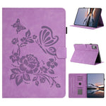 For Lenovo Tab M11 / Xiaoxin Pad 11 2024 Case Card Holder Stand Butterfly Floral Imprinted Leather Tablet Cover