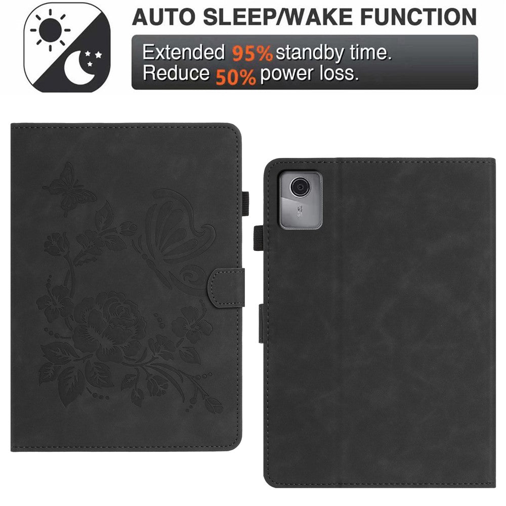 For Lenovo Xiaoxin Pad 12.1 (2025) Case Card Holder Stand Butterfly Floral Imprinted Leather Tablet Cover