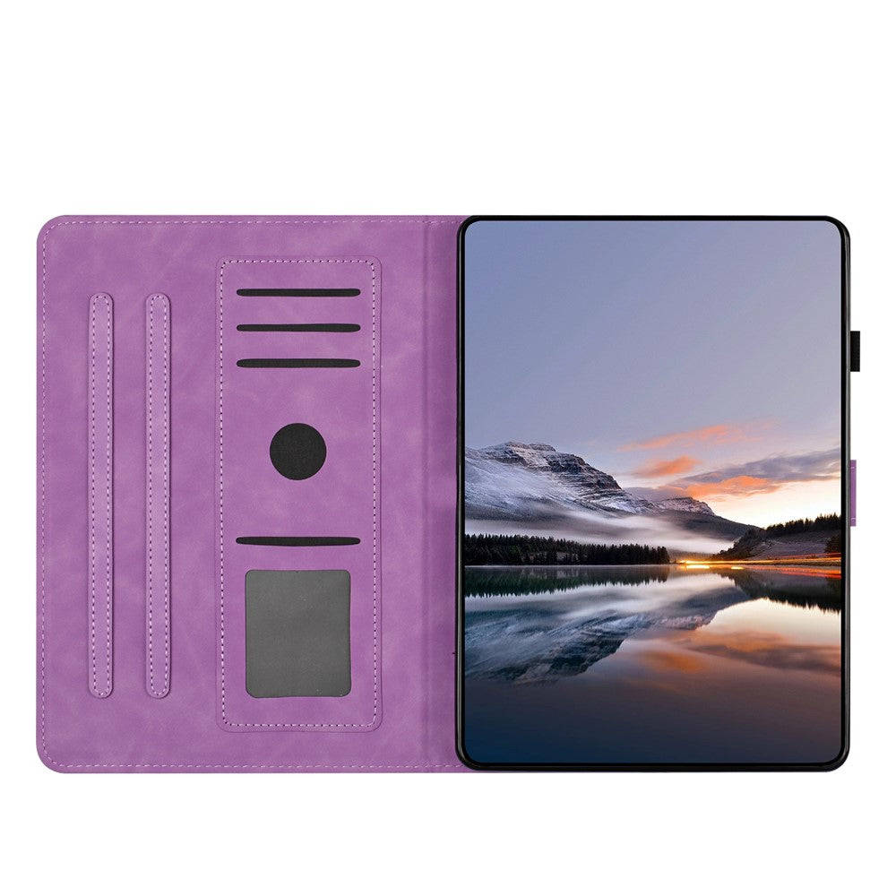 For Samsung Galaxy Tab S11 Case Card Holder Stand Butterfly Floral Imprinted Leather Tablet Cover