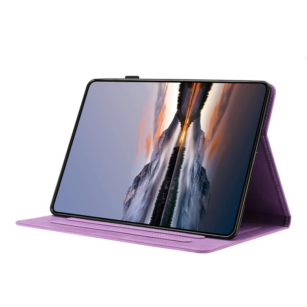 For Samsung Galaxy Tab S11 Case Card Holder Stand Butterfly Floral Imprinted Leather Tablet Cover