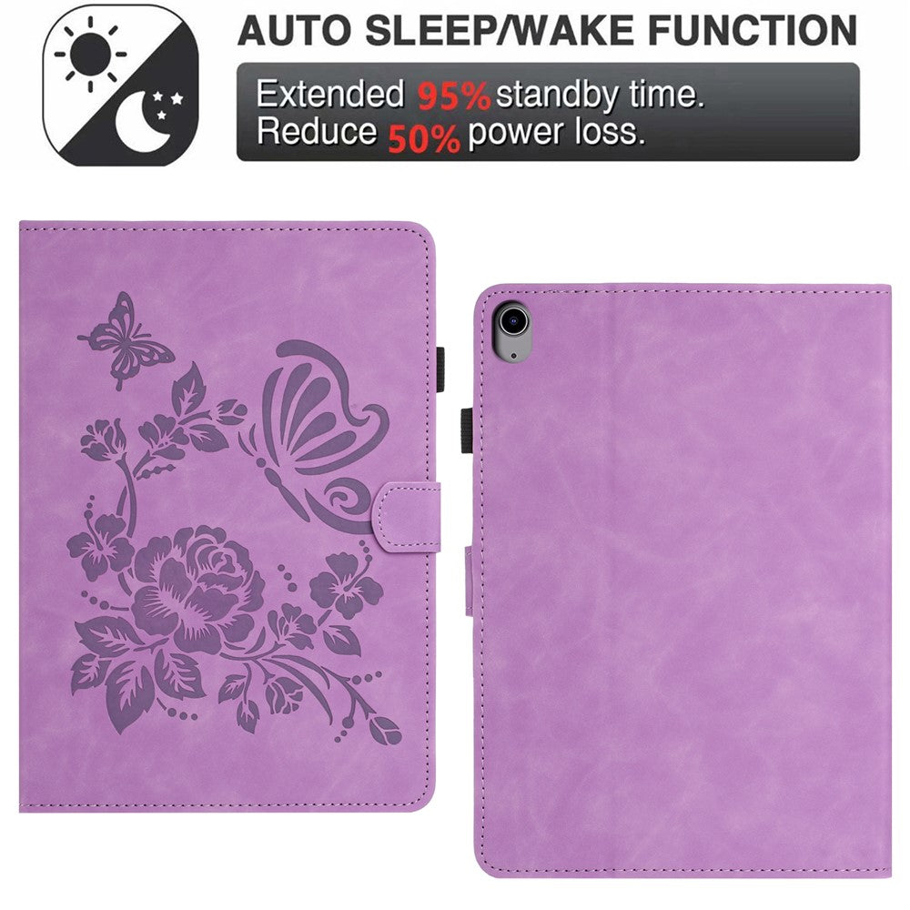 For Samsung Galaxy Tab S11 Case Card Holder Stand Butterfly Floral Imprinted Leather Tablet Cover