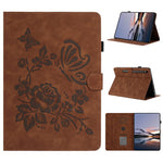 Til Samsung Galaxy Tab S10 FE+ Cover Kortholder Stativ Sommerfugl Blomster Præget Læder Tablet Cover