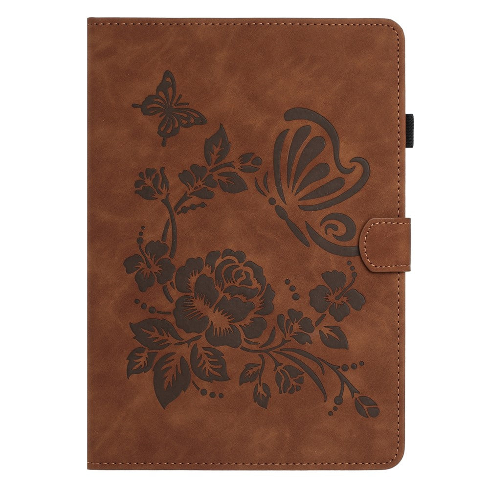 Til Samsung Galaxy Tab S10 FE+ Cover Kortholder Stativ Sommerfugl Blomster Præget Læder Tablet Cover