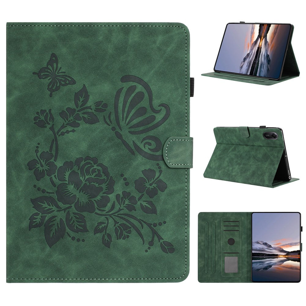 For Xiaomi Redmi Pad 2 11 Case Card Holder Stand Butterfly Floral Imprinted Leather Tablet Cover