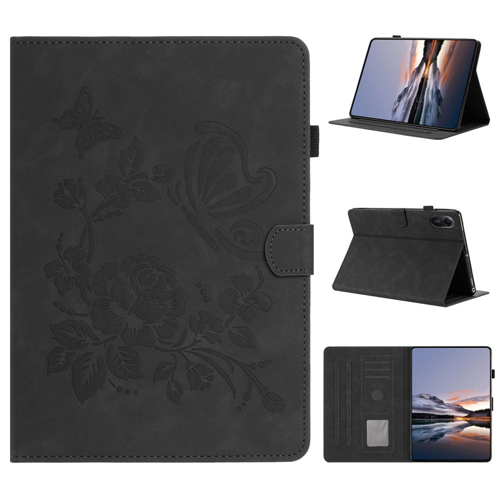 For Xiaomi Redmi Pad 2 11 Case Card Holder Stand Butterfly Floral Imprinted Leather Tablet Cover