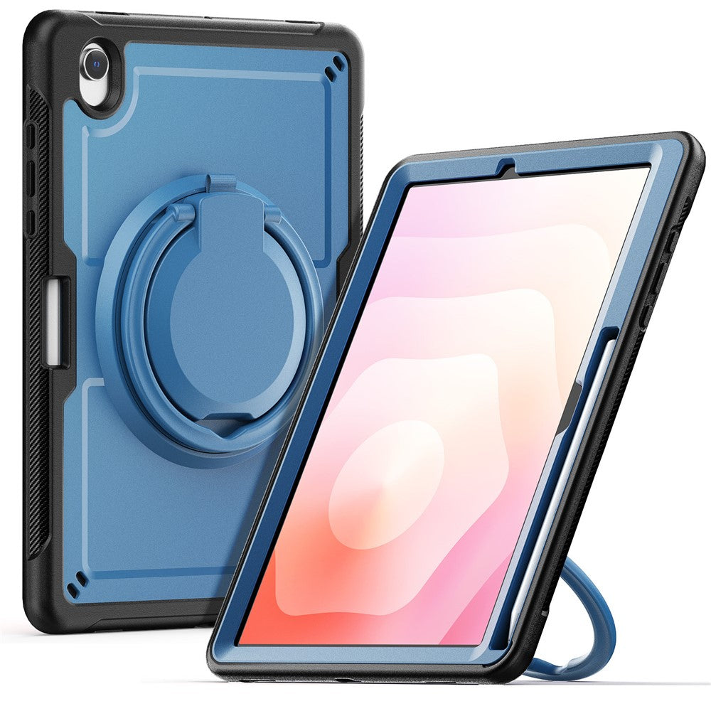 For Samsung Galaxy Tab S10 Lite Case Rotating Kickstand PC + TPU Shockproof Tablet Cover with Shoulder Strap