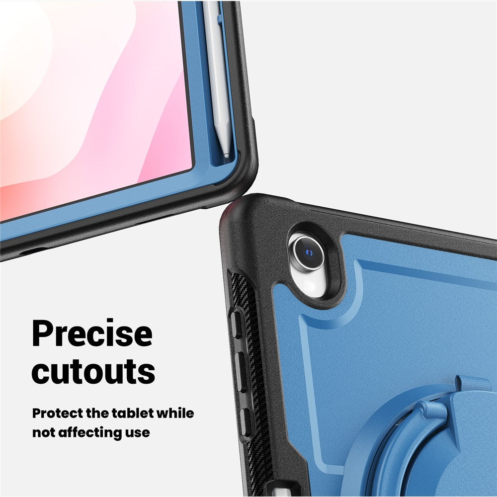For Samsung Galaxy Tab S10 Lite Case Rotating Kickstand PC + TPU Shockproof Tablet Cover with Shoulder Strap