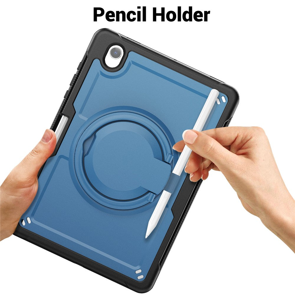 For Samsung Galaxy Tab S10 Lite Case Rotating Kickstand PC + TPU Shockproof Tablet Cover with Shoulder Strap
