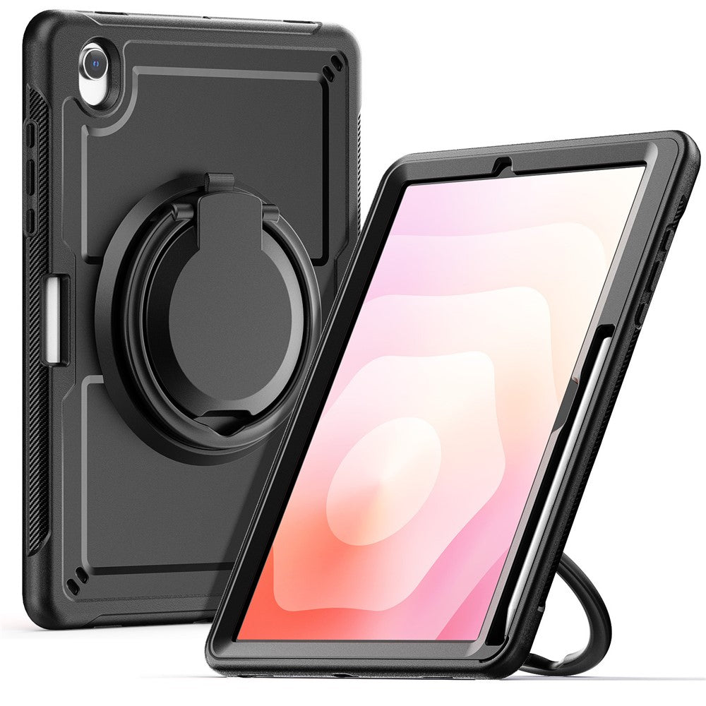 For Samsung Galaxy Tab S10 Lite Case Rotating Kickstand PC + TPU Shockproof Tablet Cover with Shoulder Strap