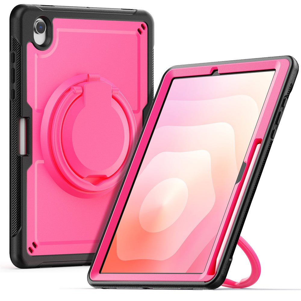 For Samsung Galaxy Tab S10 Lite Case Rotating Kickstand PC + TPU Shockproof Tablet Cover with Shoulder Strap