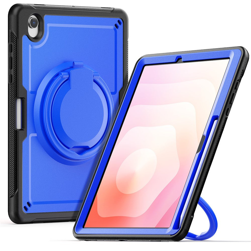For Samsung Galaxy Tab S10 Lite Case Rotating Kickstand PC + TPU Shockproof Tablet Cover with Shoulder Strap