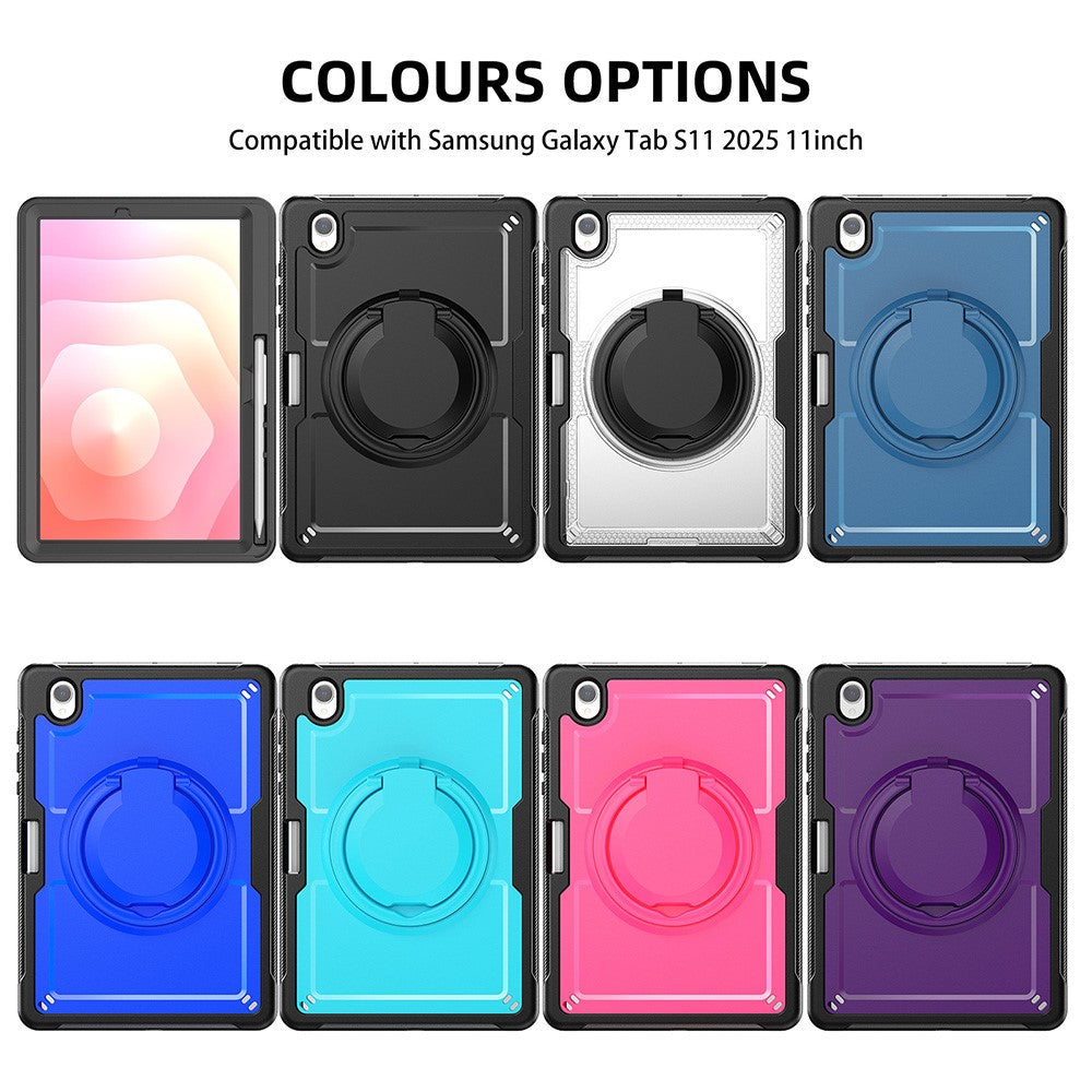 Til Samsung Galaxy Tab S11 Cover Roterende Støttefod PC + TPU Stødsikkert Tablet Cover med Skulderrem
