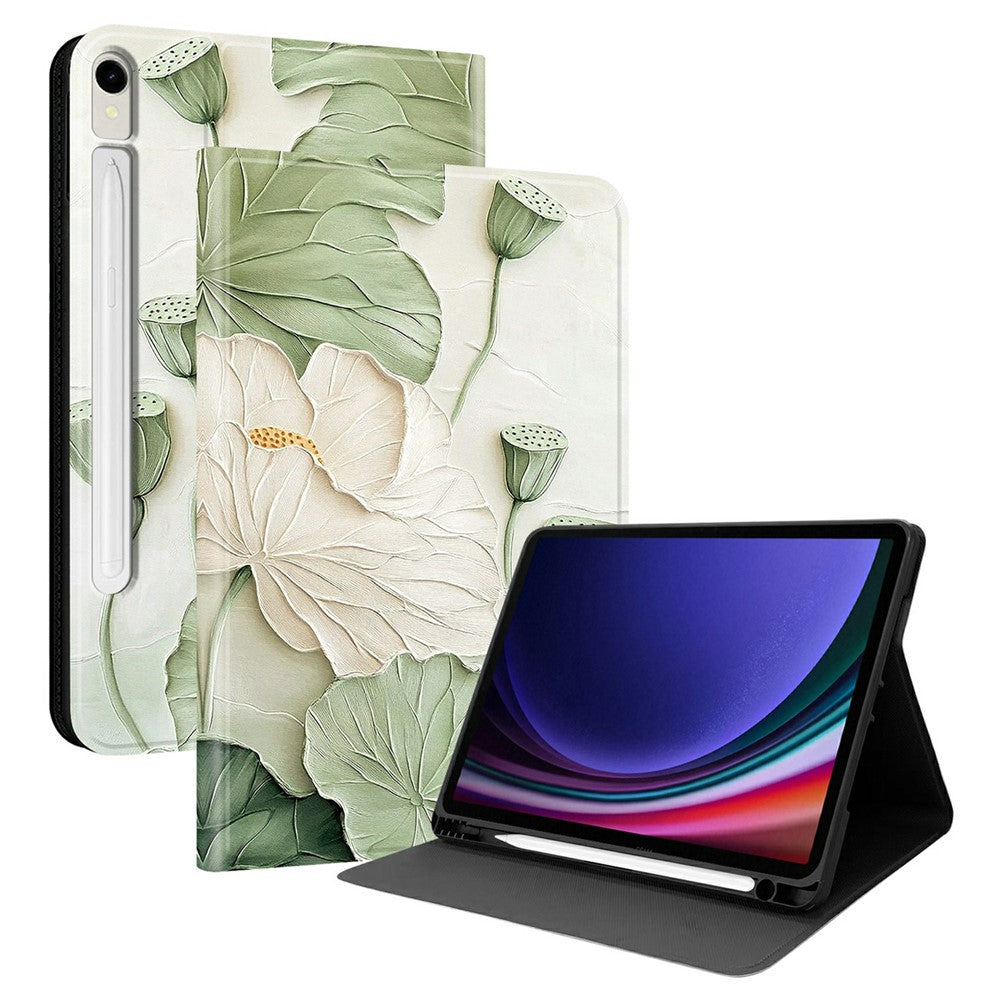 PU-läderfodral till Samsung Galaxy Tab S10 Lite / S10 FE / S9 FE / S9 Mönstertryck Surfplatta med stativ och pennfack (penna ingår ej)
