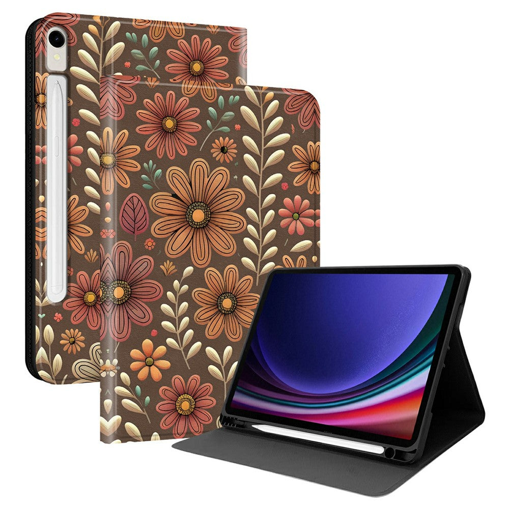 PU-läderfodral till Samsung Galaxy Tab S10 Lite / S10 FE / S9 FE / S9 Mönstertryck Surfplatta med stativ och pennfack (penna ingår ej)