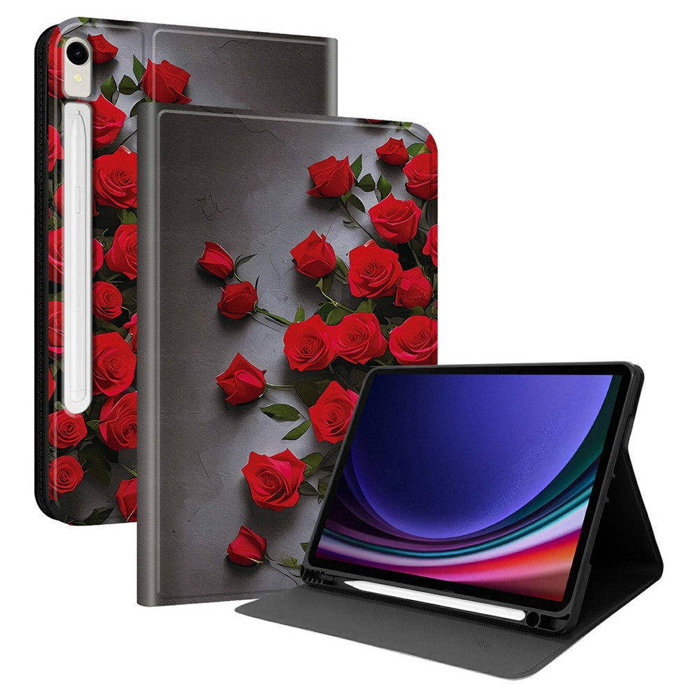 PU-läderfodral till Samsung Galaxy Tab S10 Lite / S10 FE / S9 FE / S9 Mönstertryck Surfplatta med stativ och pennfack (penna ingår ej)