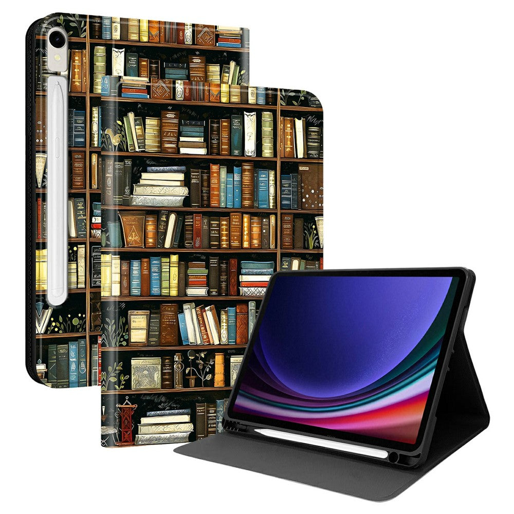 PU-läderfodral till Samsung Galaxy Tab S10 Lite / S10 FE / S9 FE / S9 Mönstertryck Surfplatta med stativ och pennfack (penna ingår ej)