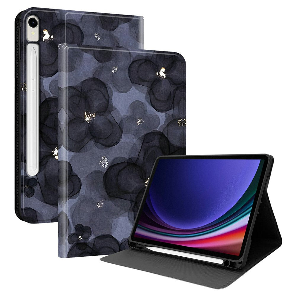 PU-läderfodral till Samsung Galaxy Tab S10 Lite / S10 FE / S9 FE / S9 Mönstertryck Surfplatta med stativ och pennfack (penna ingår ej)