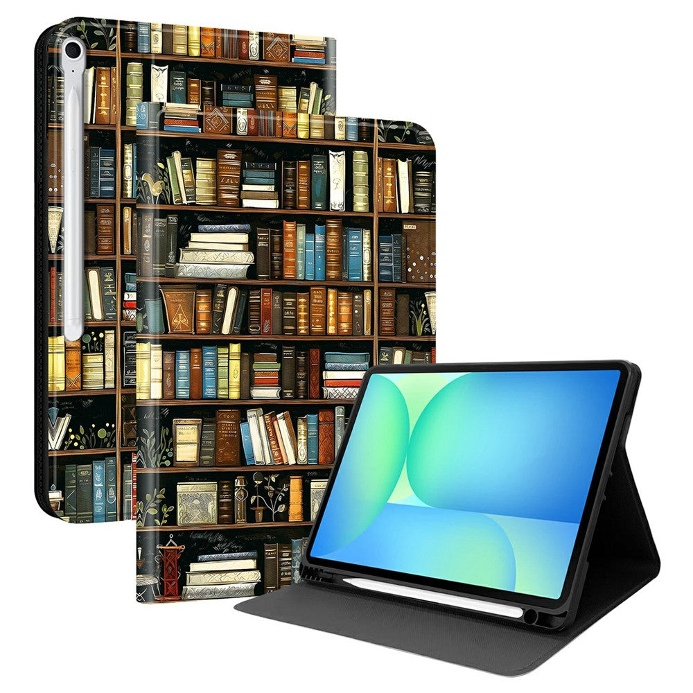 For Samsung Galaxy Tab S10 FE+ PU Leather Case Pattern Print Tablet Cover Stand with Pen Slot (Stylus Not Included)