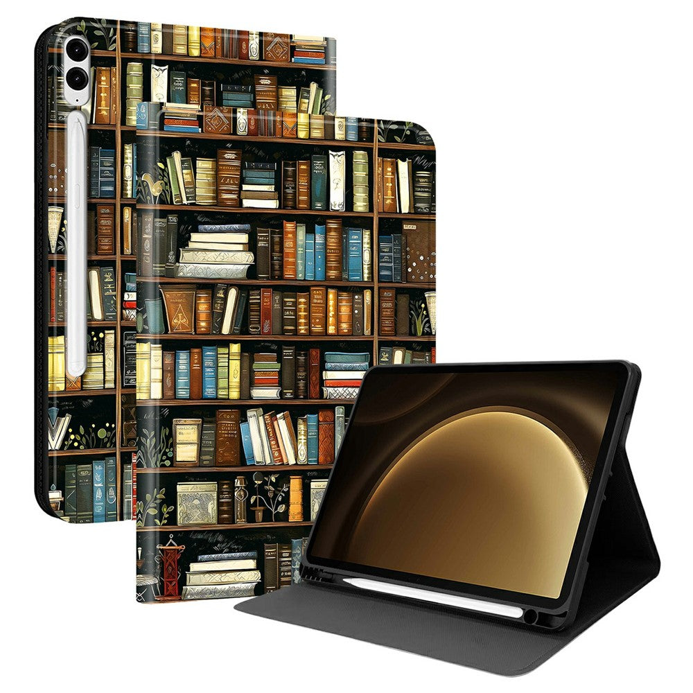 PU Leather Case For Samsung Galaxy Tab S10+ / Tab S9 FE+ Pattern Print Tablet Cover Stand with Pen Slot (Stylus Not Included)